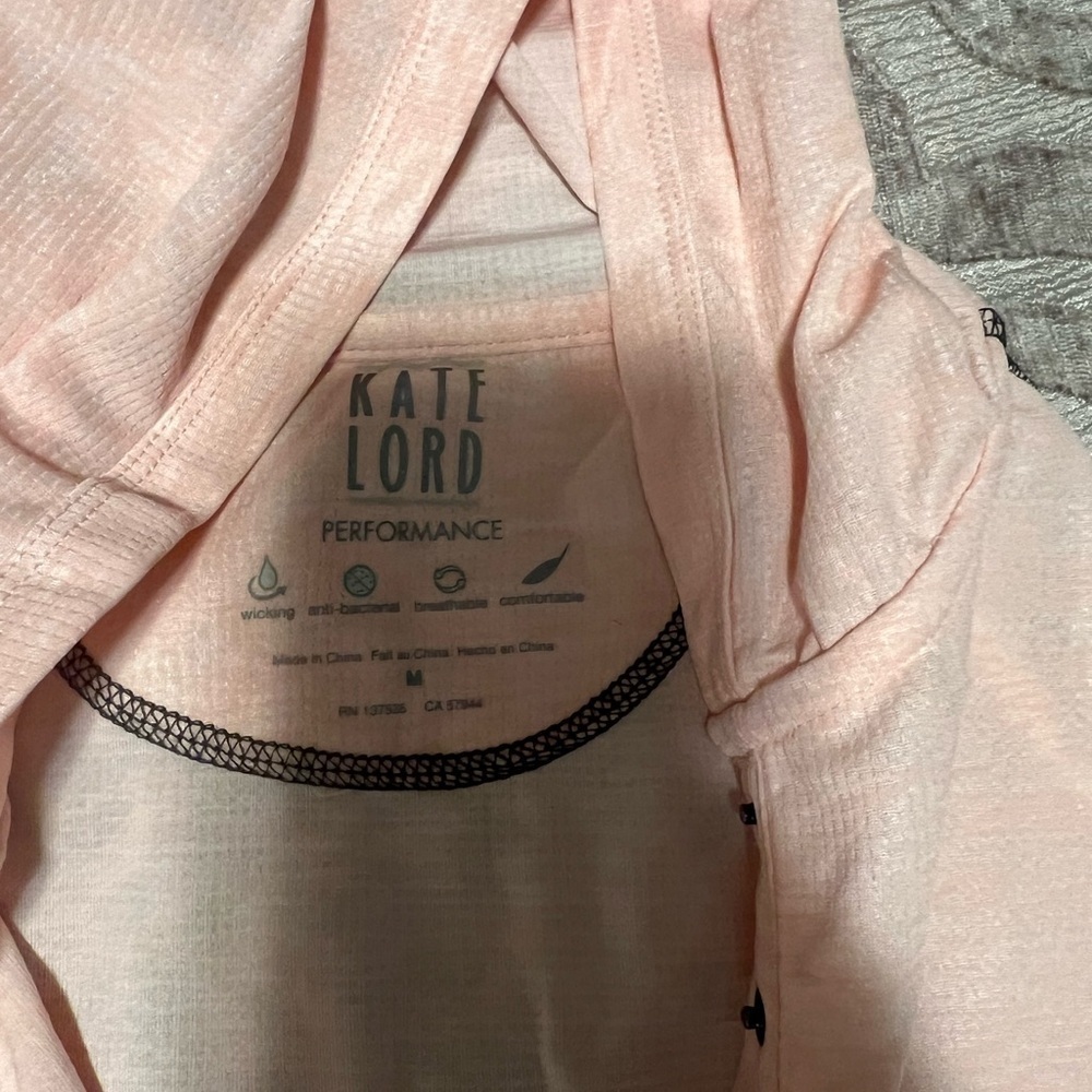 Kate Lord Performance Pink 1/4 Snap Hoodie, Size Medium NWOT - Picture 5 of 7